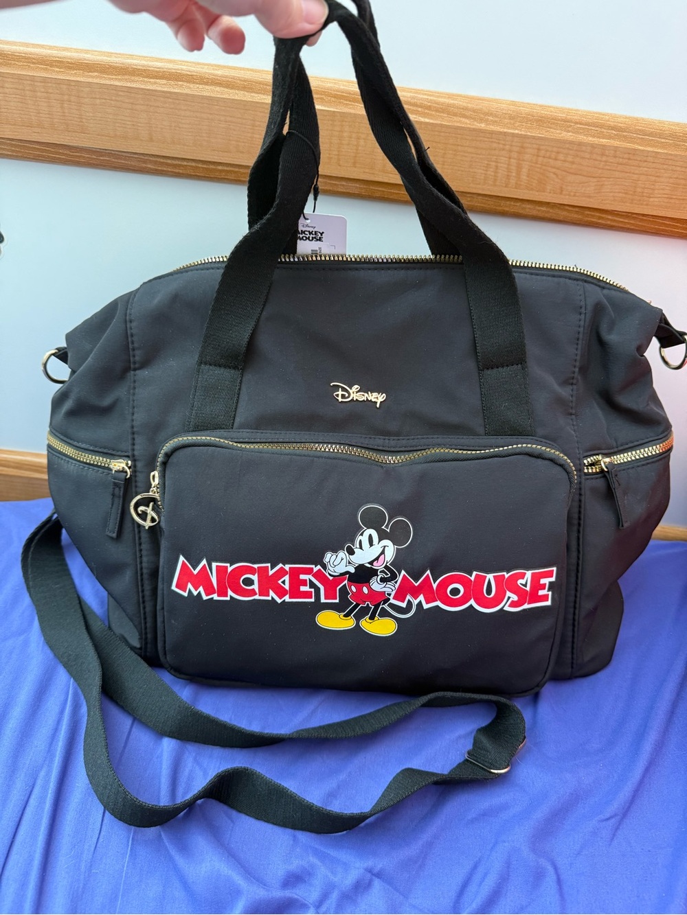 Disney Black Mickey Mouse Duffel Bag with Red Logo